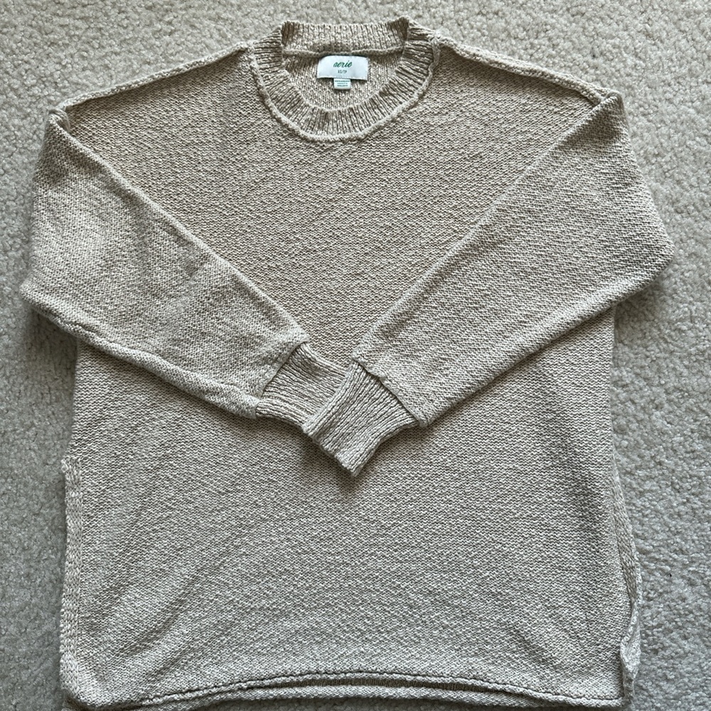 Aerie Beige Cream Knit Sweater